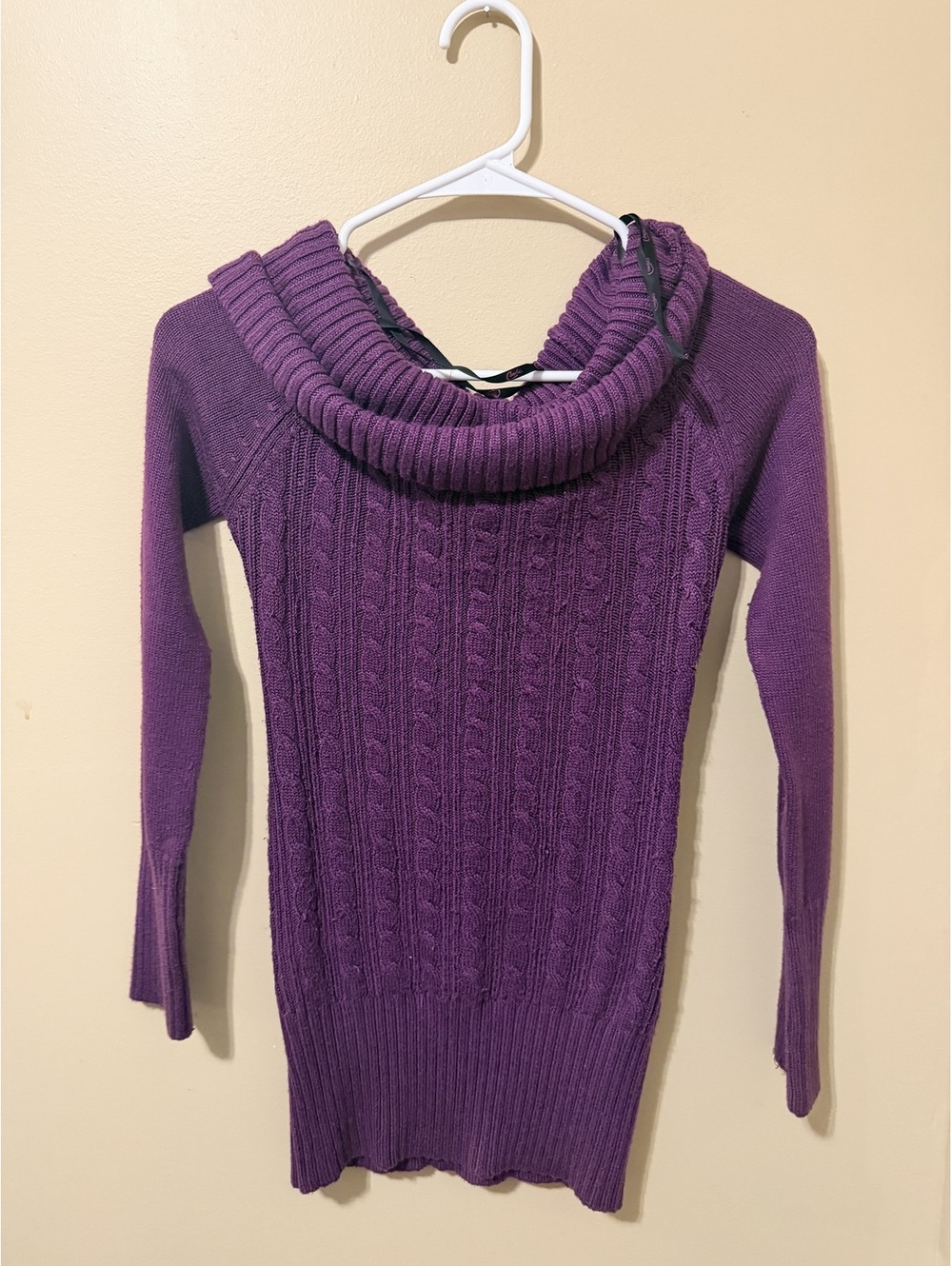 Candie's Purple Cable Knit Cowl Neck Sweater - Size S